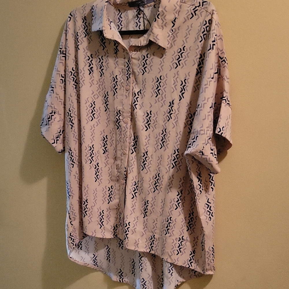 Women's Patterned Shirt - Cream and Blue